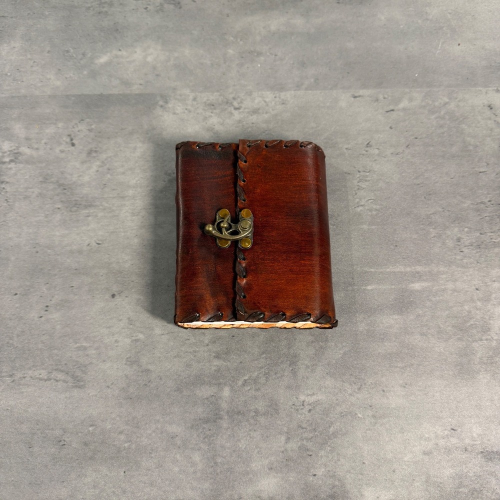 Handmade Leather Journal Brown Rustic Brass Clasp Vintage Pocket‎ Notebook